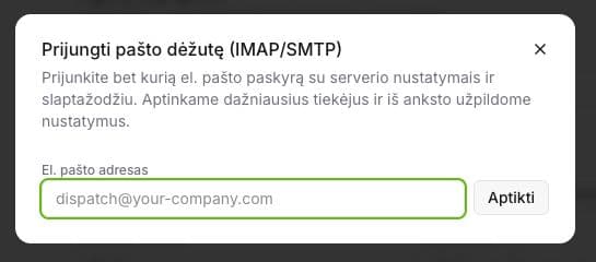 Pašto prijungimo langas 4logist AI